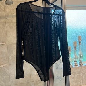 Black long sleeve sheer bodysuit